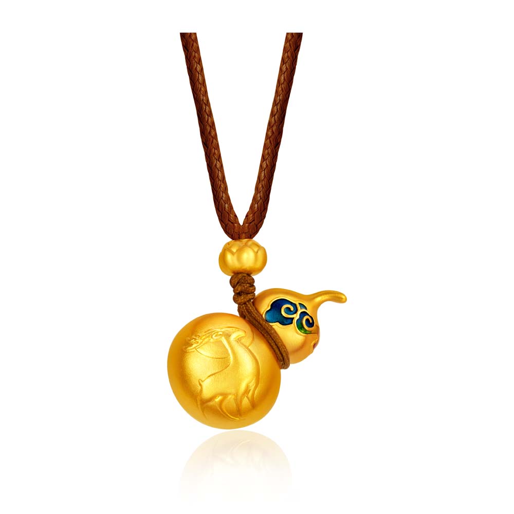 【传承】敦煌福鹿生财坠古法黄金吊坠九色鹿福禄GH0600178