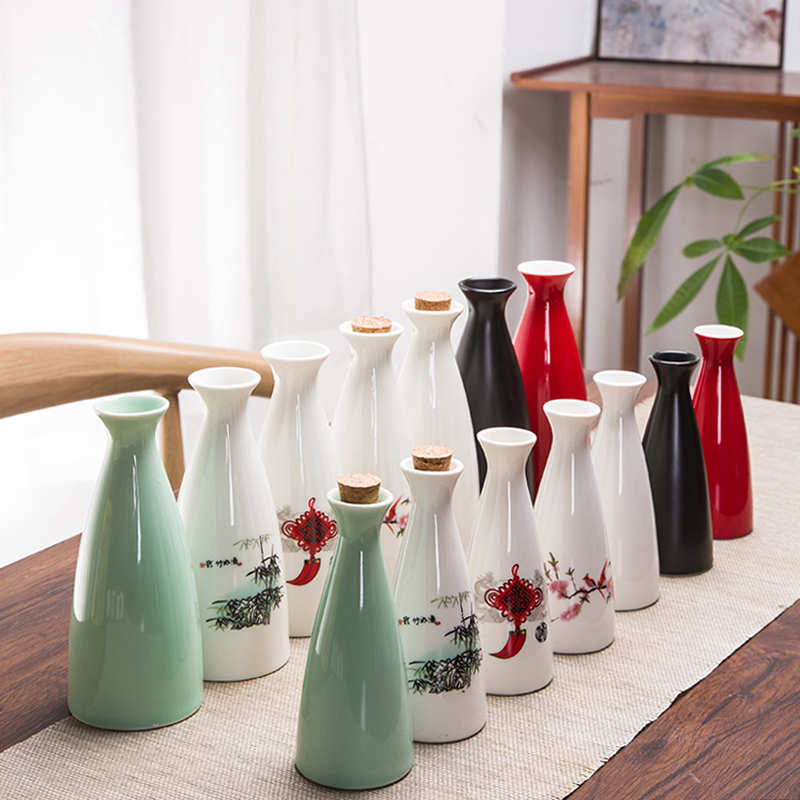 陶瓷小酒壶家用复古分酒器老式二两圆口清酒具白酒杯套装酒瓶定制