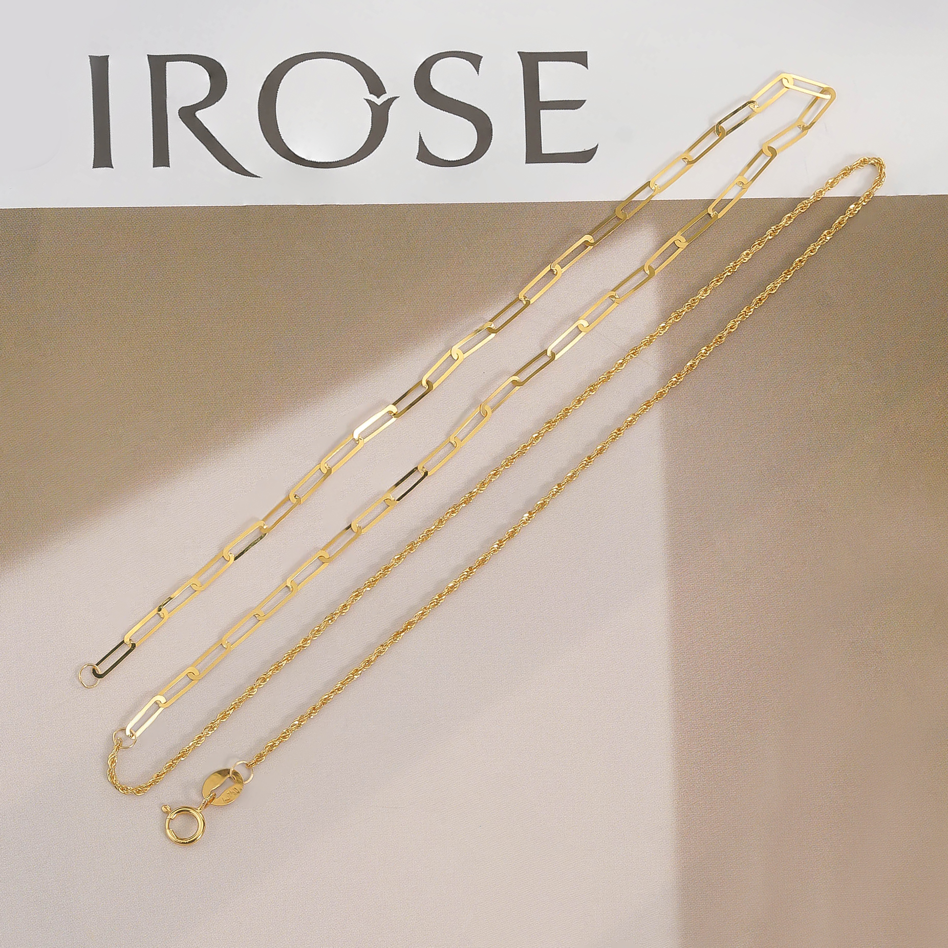 18k金时尚45CM百搭AB简约叠戴素链环环相扣麻绳链 【QL06330】