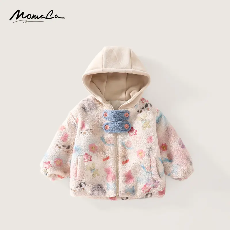 MOMOCO冬季女童可爱拼接毛毛衣连帽小卡通外套新款75830123019