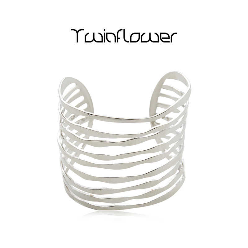 twinflower 铜合金手镯 大女主水波纹开口手镯时尚简约高级臂环女