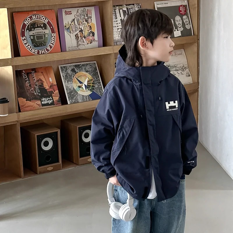 三防【冲锋衣夹棉】男童外套秋冬新款中大儿童冬季工装夹棉加厚风衣