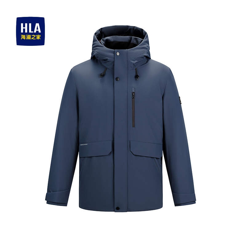 HLA/海澜之家加厚连帽羽绒服冬季新款白鸭绒男士男款羽绒服外套