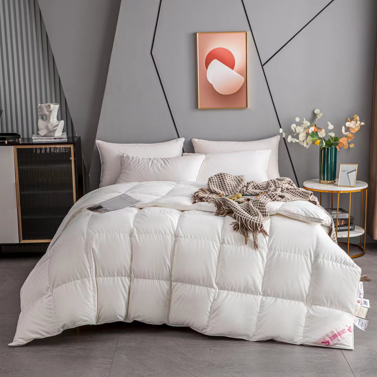 精选95白鸭绒高档柔软单人加厚冬被现场充绒酒店同款羽绒被