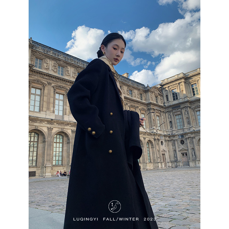 鹭青一原创【风禾大衣】绵羊毛大衣女秋冬双面毛呢外套L23D1618H