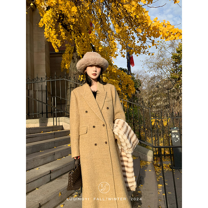 鹭青一原创【本然】经典斜纹高级戗驳领西装毛呢大衣女L24D0503L