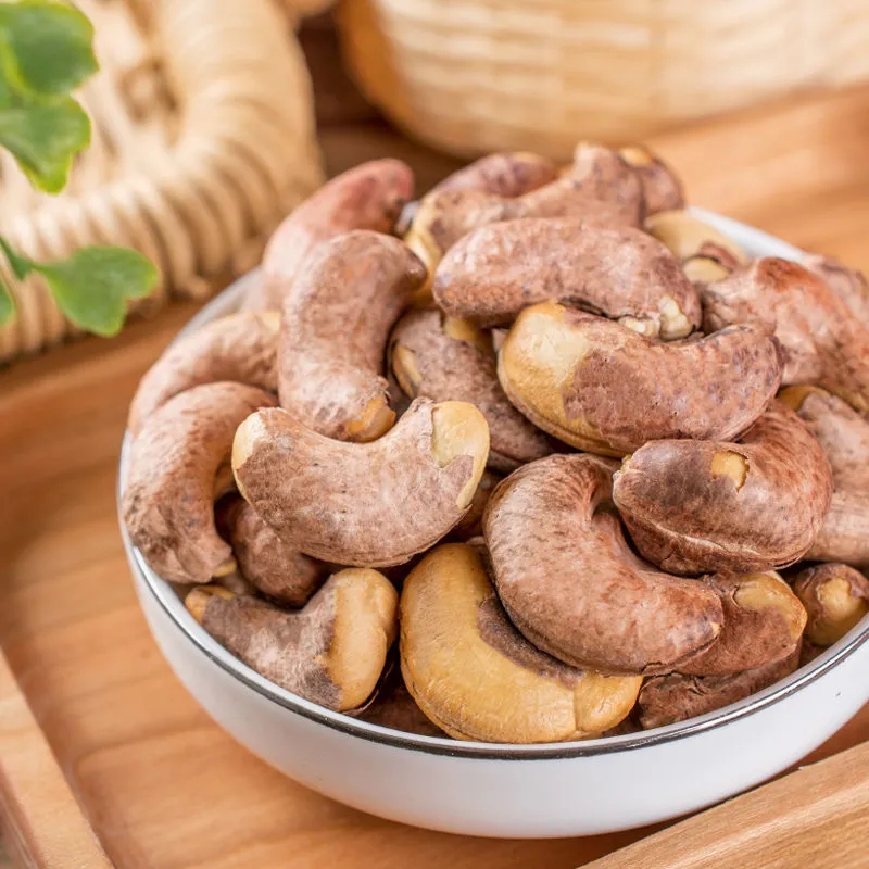 越南盐焗带皮大腰果500g/10g孕妇零食坚果紫衣炭烧腰果仁年货送礼