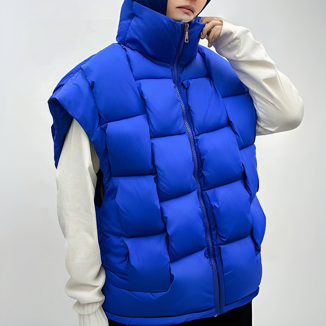 1100潮牌设计感 90绒加厚情侣款编织马甲