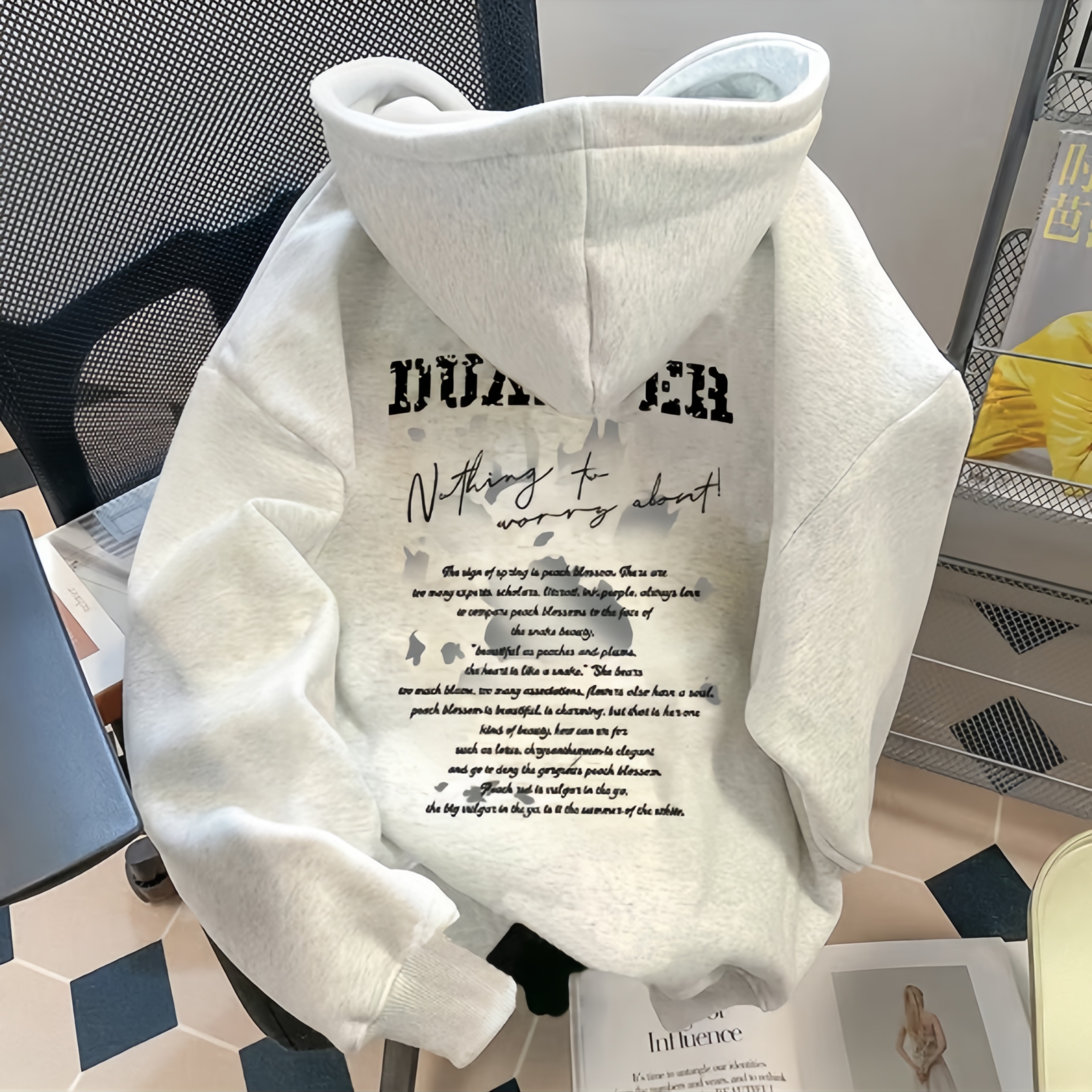 美式潮牌重磅纯棉秋冬连帽卫衣男士宽松印花加绒加厚休闲潮流外套