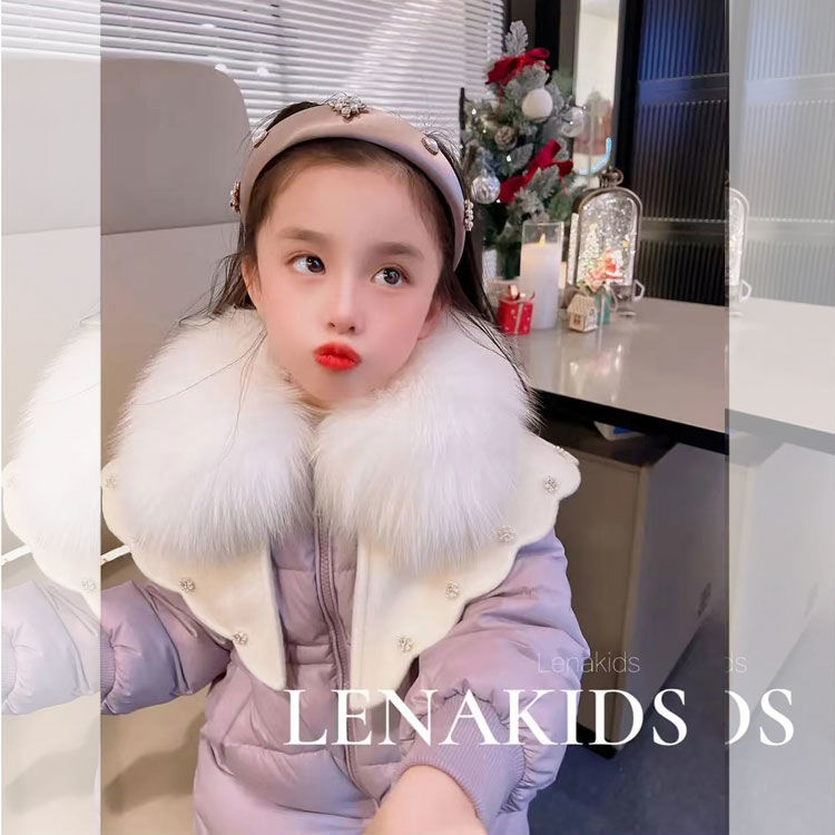 朵美巴拉巴拉宝宝女童冬季棉服加厚2023新款Lenakis云朵翻领棉袄z