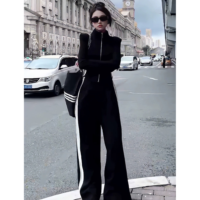 休闲套装女2023新款时尚修身上衣宽松阔腿裤两件套潮YDKZQ1111