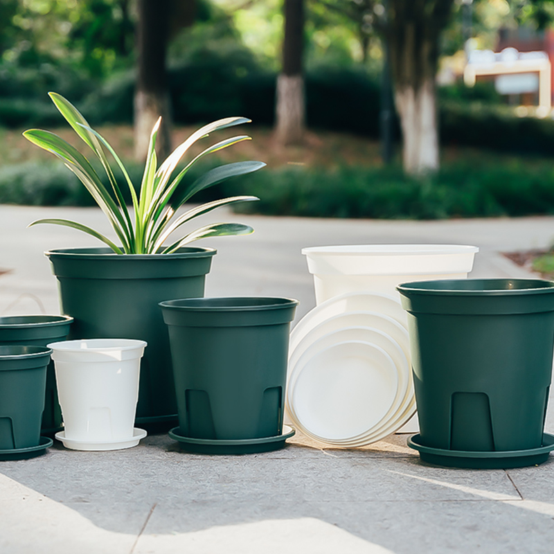 青山盆大号控根花盆加仑盆批发ins风高颜值透气月季白色塑料花盆