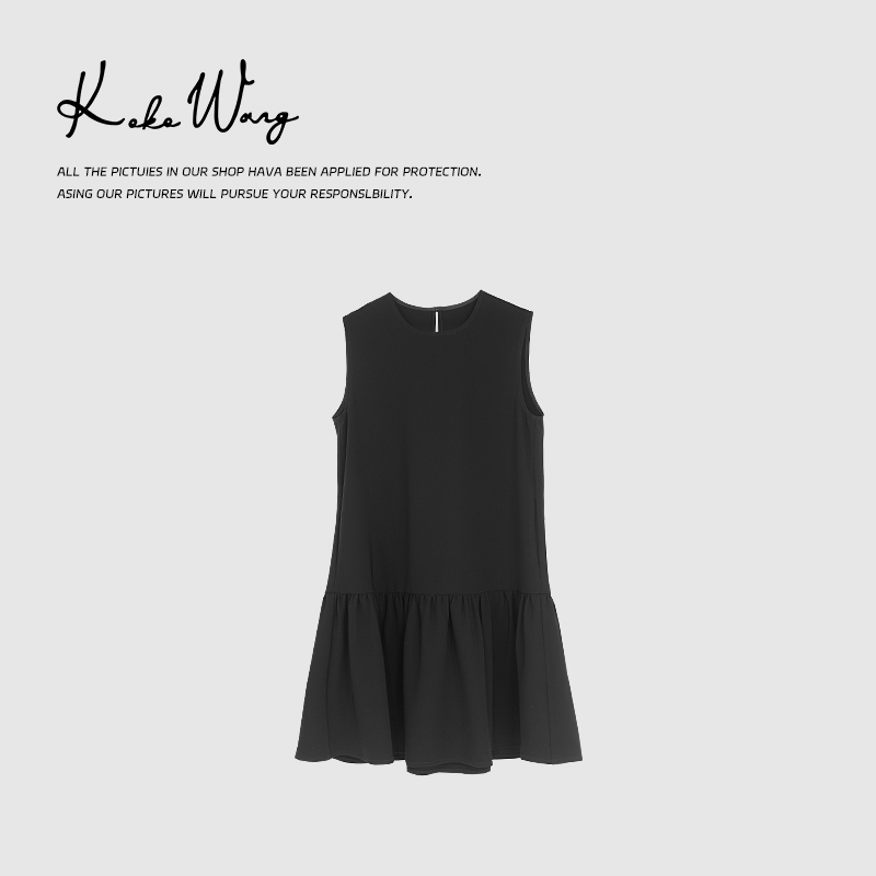 KOKO WANG日本进口三醋酸经典小黑裙减龄无袖背心裙072444H15Q41