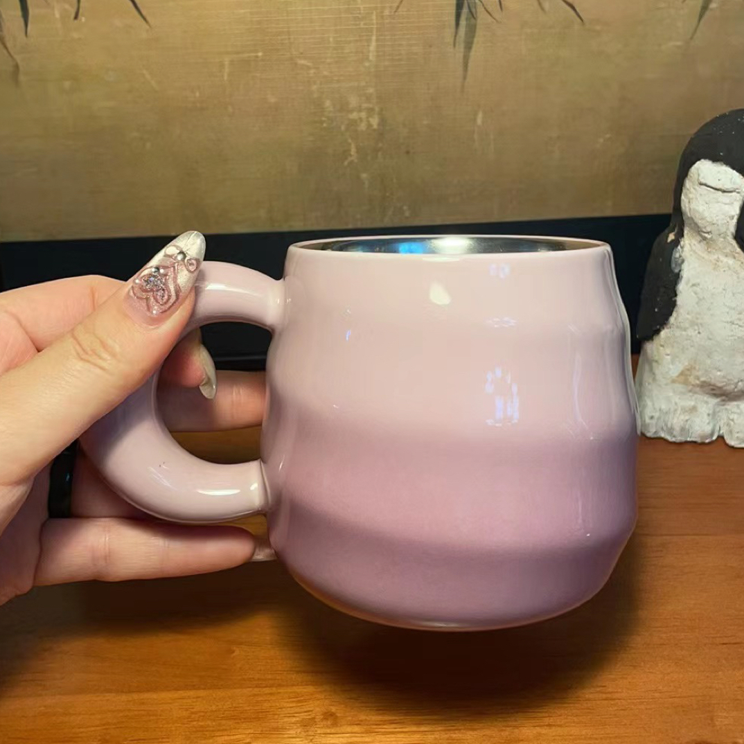 螺旋纹香芋紫银瓷马克杯