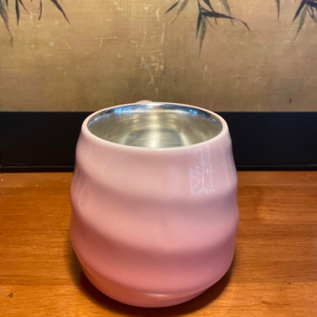 螺旋纹粉色银瓷马克杯