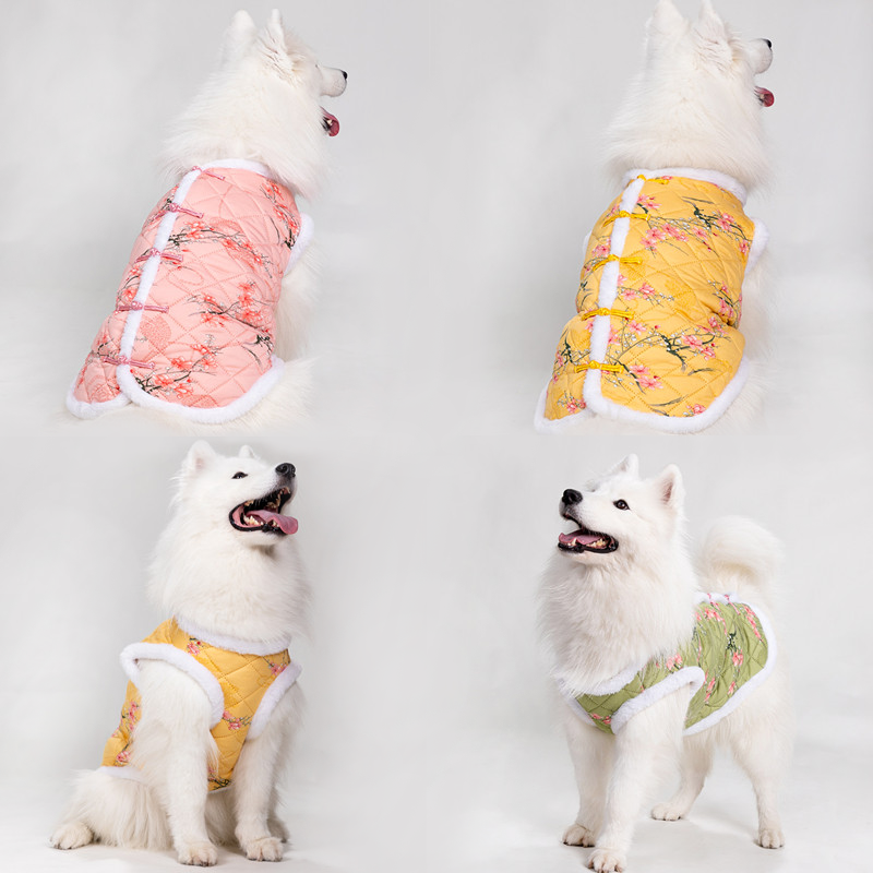 狗狗衣服加厚泰迪比熊博美宠物萨摩耶国风冬装小中大型犬开扣背心