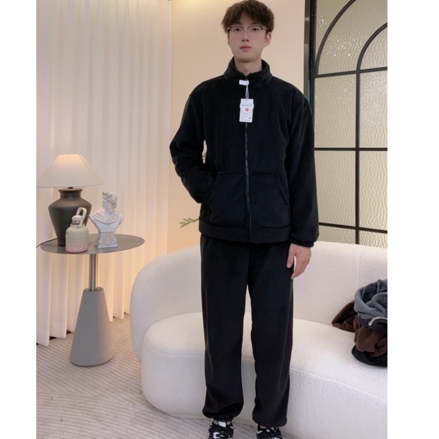 Z 4.0加厚海豚绒加绒加厚家居服套装男款冬季保暖舒适可外穿