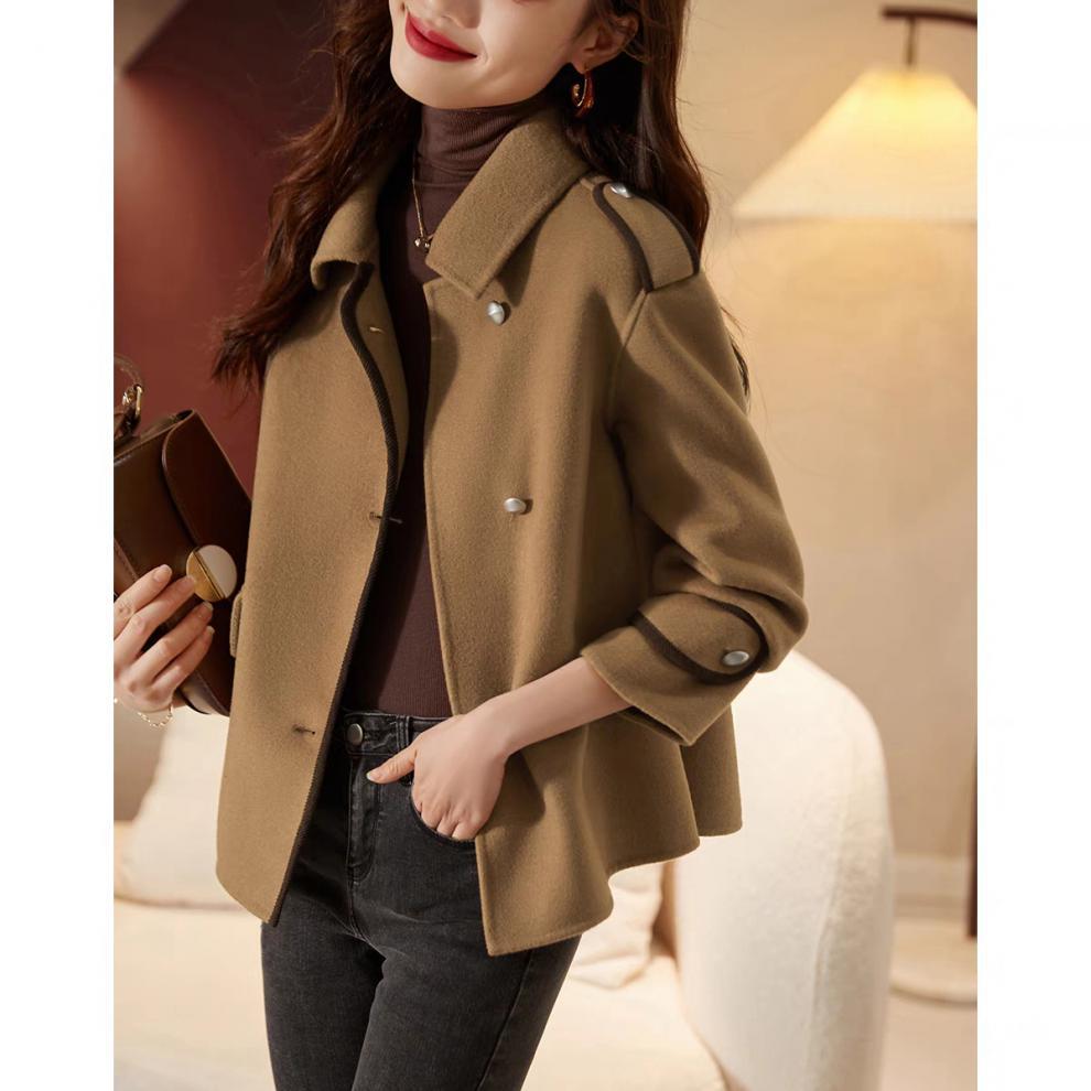 通勤保暖绵洋毛大衣2023年冬季新款摩哥鱼元创韩版短款毛呢外套女