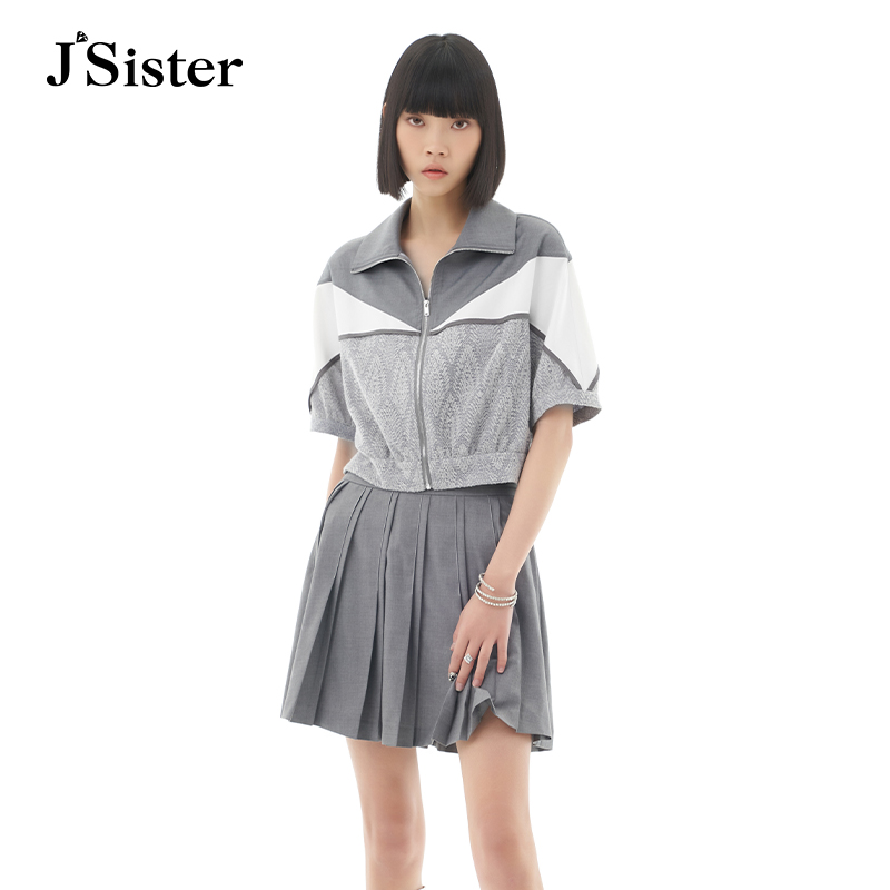 jsister夏季新品外套 JS女装时尚设计感拼接上衣