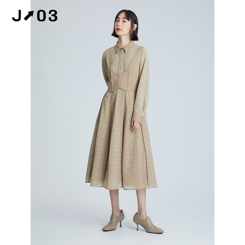 J03女装 秋季新款套装 时尚简约气质马夹连衣裙两件套