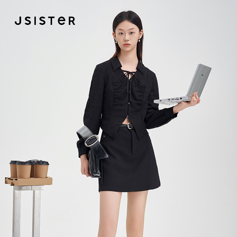 jsister秋季新款衬衫 JS女装时尚休闲设计感衬衣