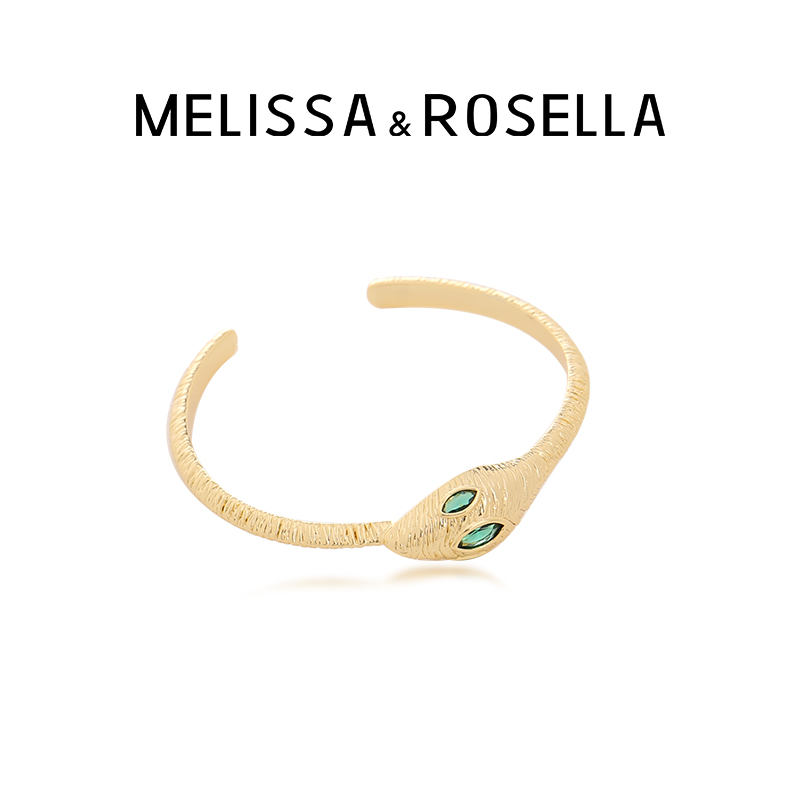 MELISSA&ROSELLA 铜合金手镯 个性生肖灵蛇开口手环复古气质简约