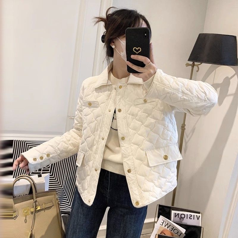 波司豋冬季外套小香风羽绒服服女短款2023年新款小个子棉衣轻薄菱