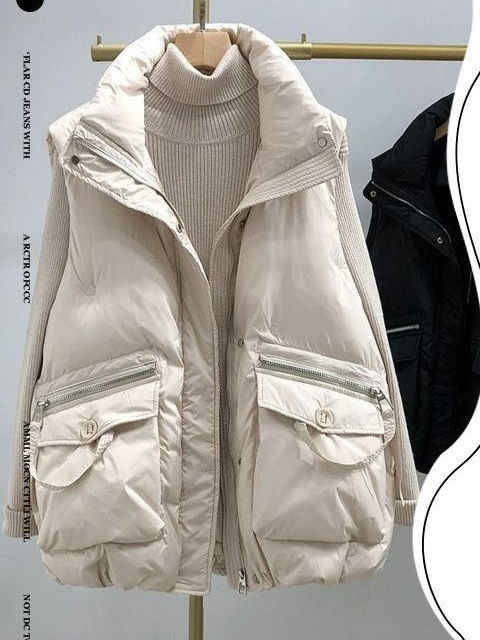 波司豋大码欧货大口袋马甲女外套秋冬季新款羽绒服马夹加厚宽松背