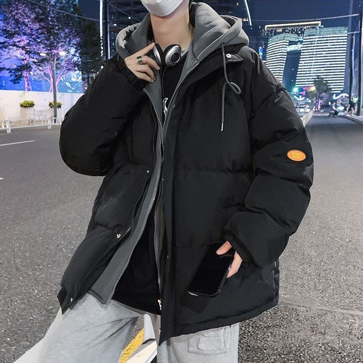 波司豋棉衣男士冬季新款加厚连帽假两件棉袄宽松大码羽绒服服学生
