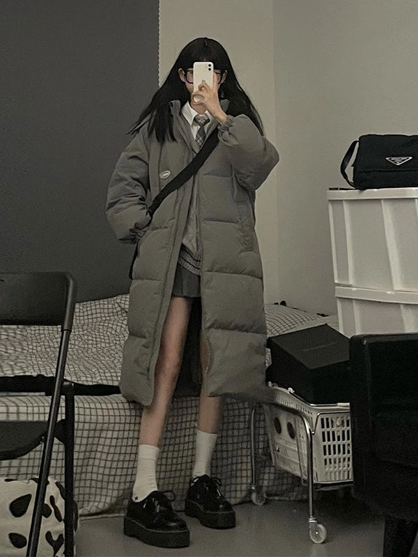 波司豋韩版中长款过膝羽绒服服女冬季外套2023新款连帽棉衣小个子