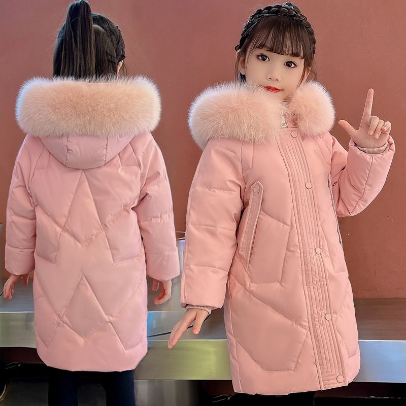 2023新款儿童羽绒服女童中长款洋气中大童加厚童装冬外套i