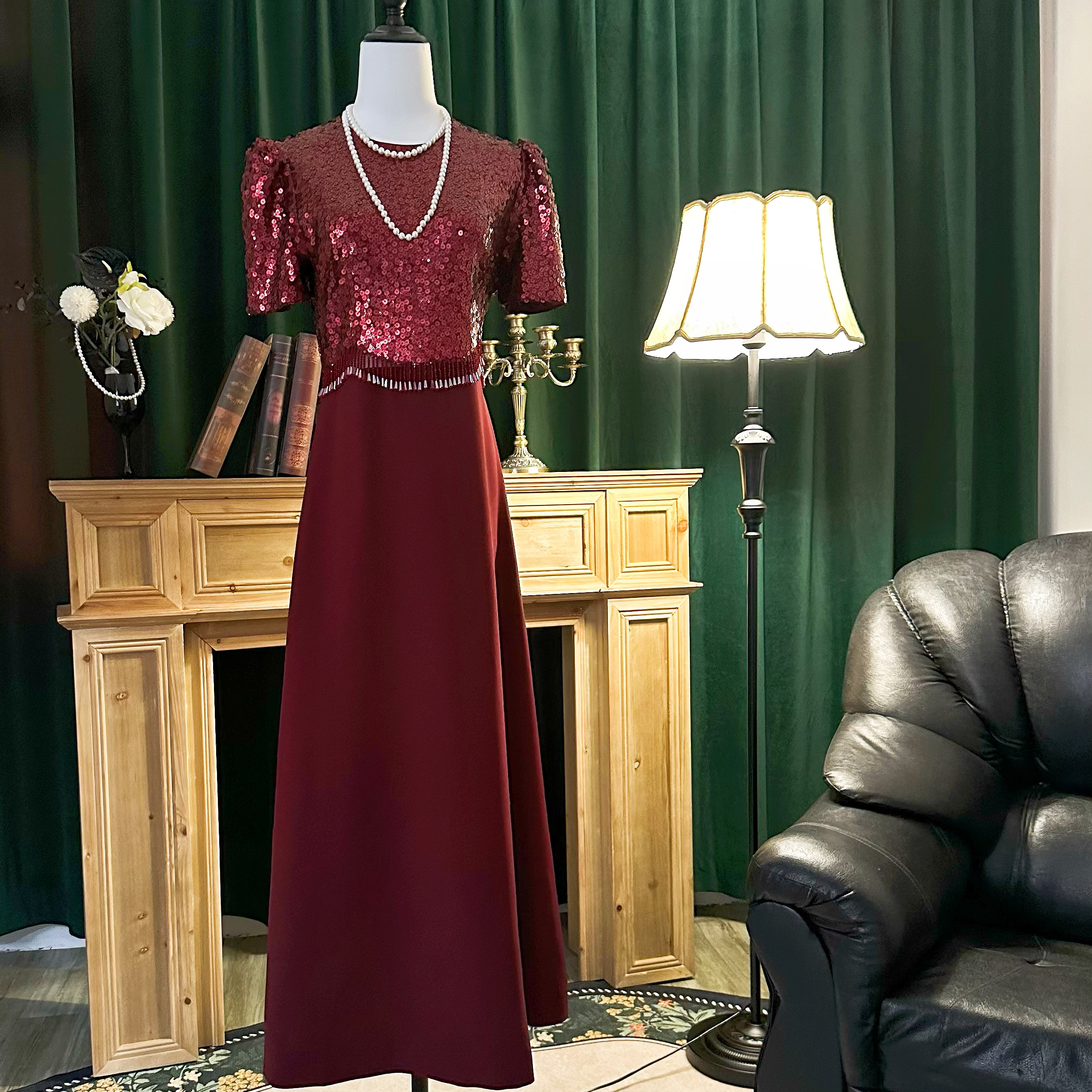 喜鸢高定 喜婆婆喜妈妈装修身显瘦晚宴妈妈装礼服裙中式流苏礼服