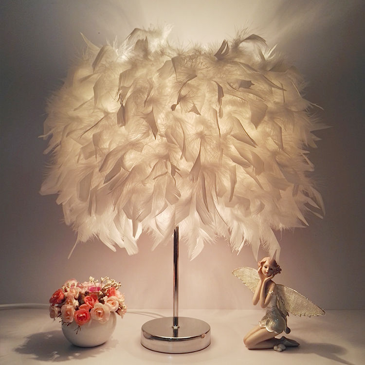【小扬哥推荐】网红羽毛台灯卧室床头柜创意时尚欧式浪漫简约温馨