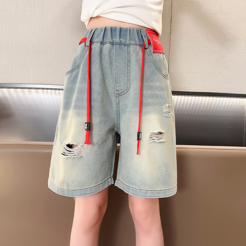 女童夏季薄款牛仔短裤2023款休闲洋气中大童韩版五分裤女孩夏短裤