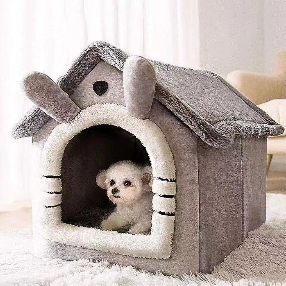 狗猫窝房子型四季通用小型犬泰迪冬季保暖可拆洗猫窝狗屋宠物床用