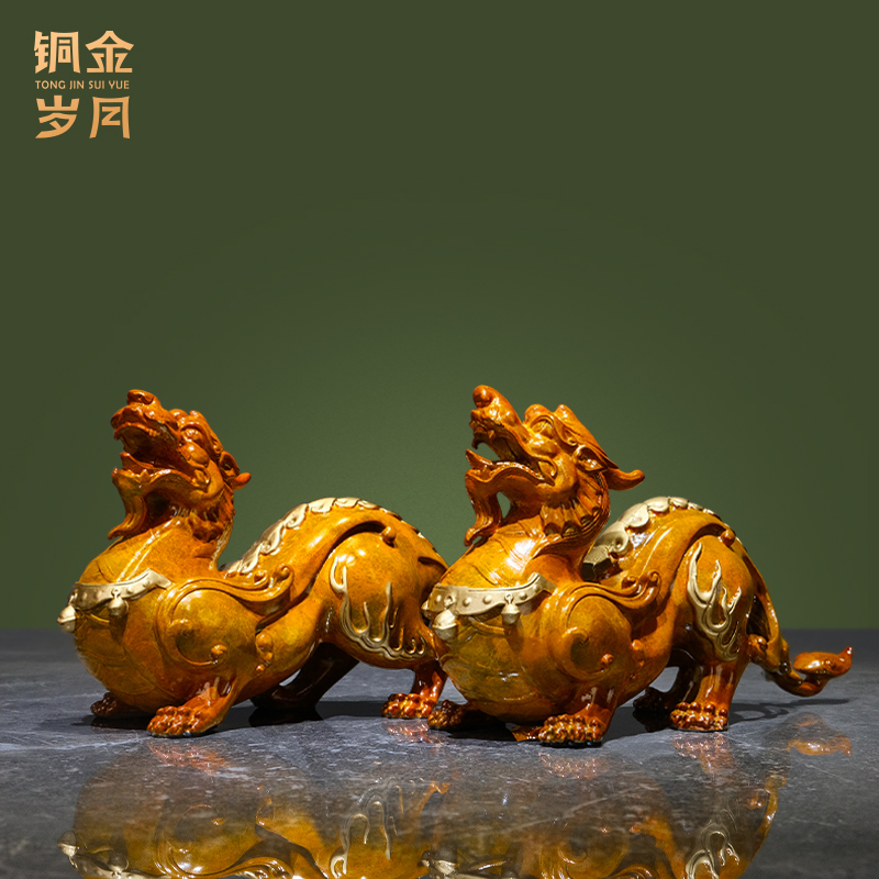 铜金岁月《祥瑞貔貅》精品黄铜摆件高档貔貅家居办公室铜工艺品