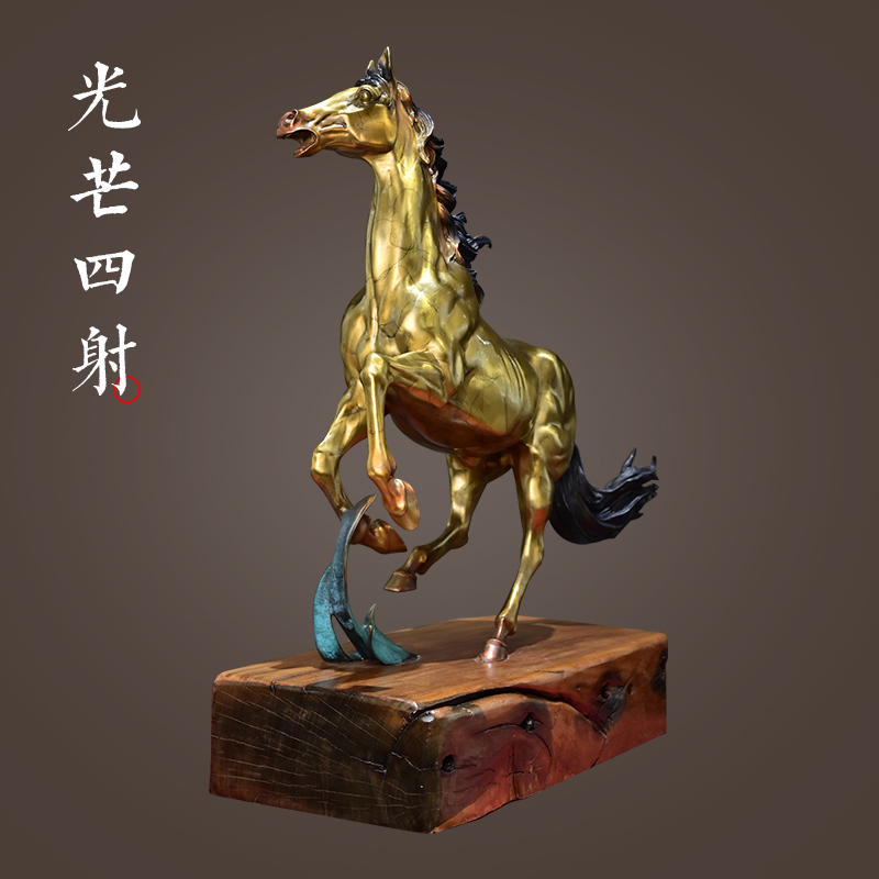 铜金岁月《光芒四射骏马》精品黄铜摆件马摆件开业送礼高档家居饰品