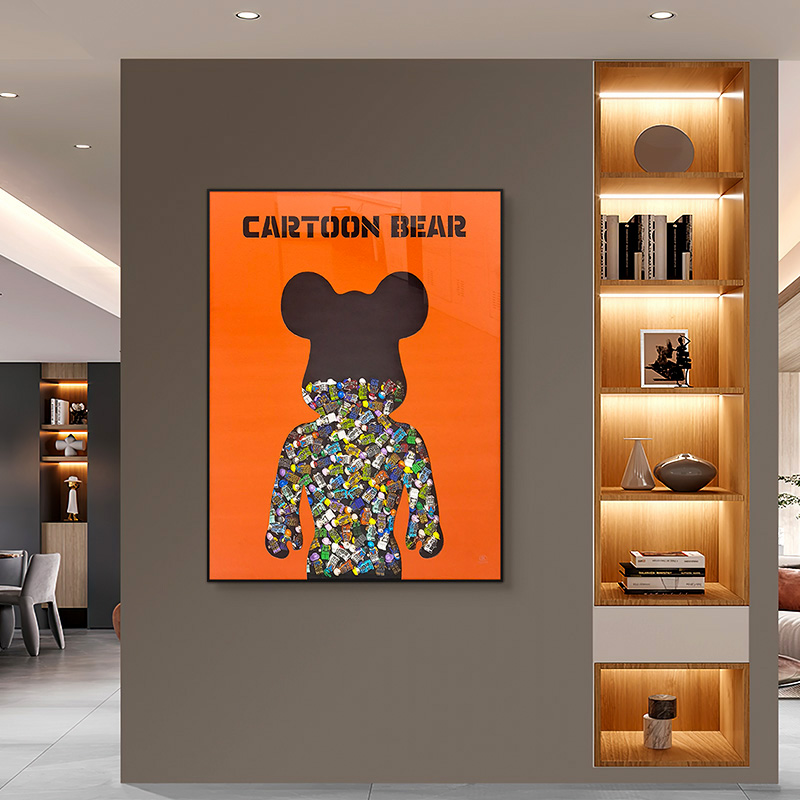 郭手工积木暴力熊装饰画创意挂画客厅走廊轻奢挂画6080单幅卡通
