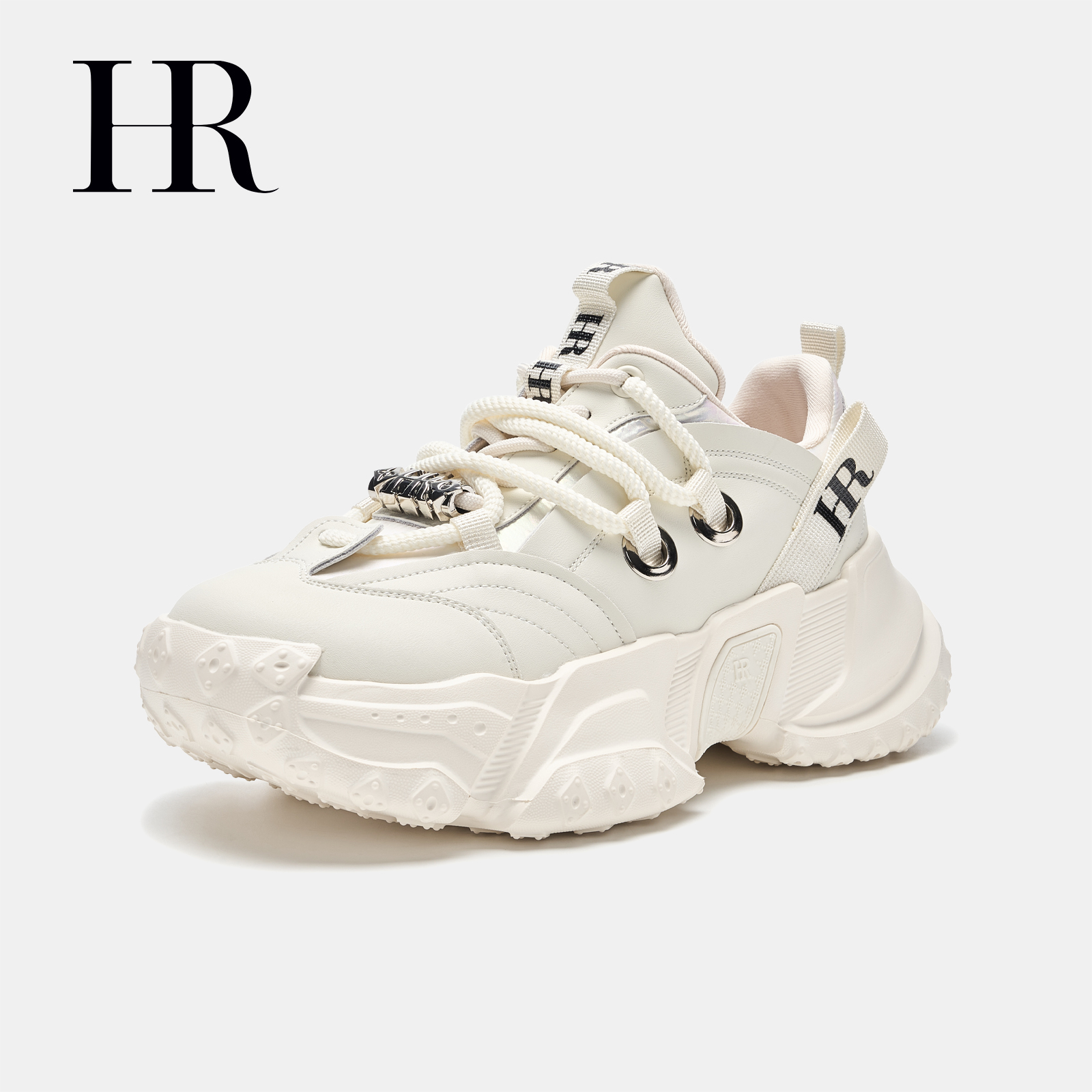 HR/赫莲娜时尚百搭低帮潮流透气老爹鞋厚底交叉绑带休闲运动鞋
