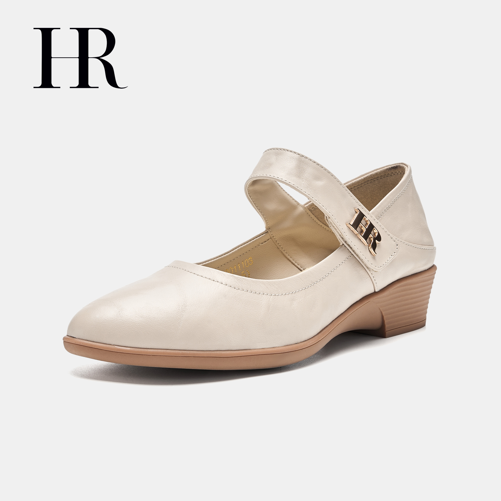 HR/赫莲娜女鞋2025春季新款乐福鞋英伦风懒人一脚蹬金属扣单鞋