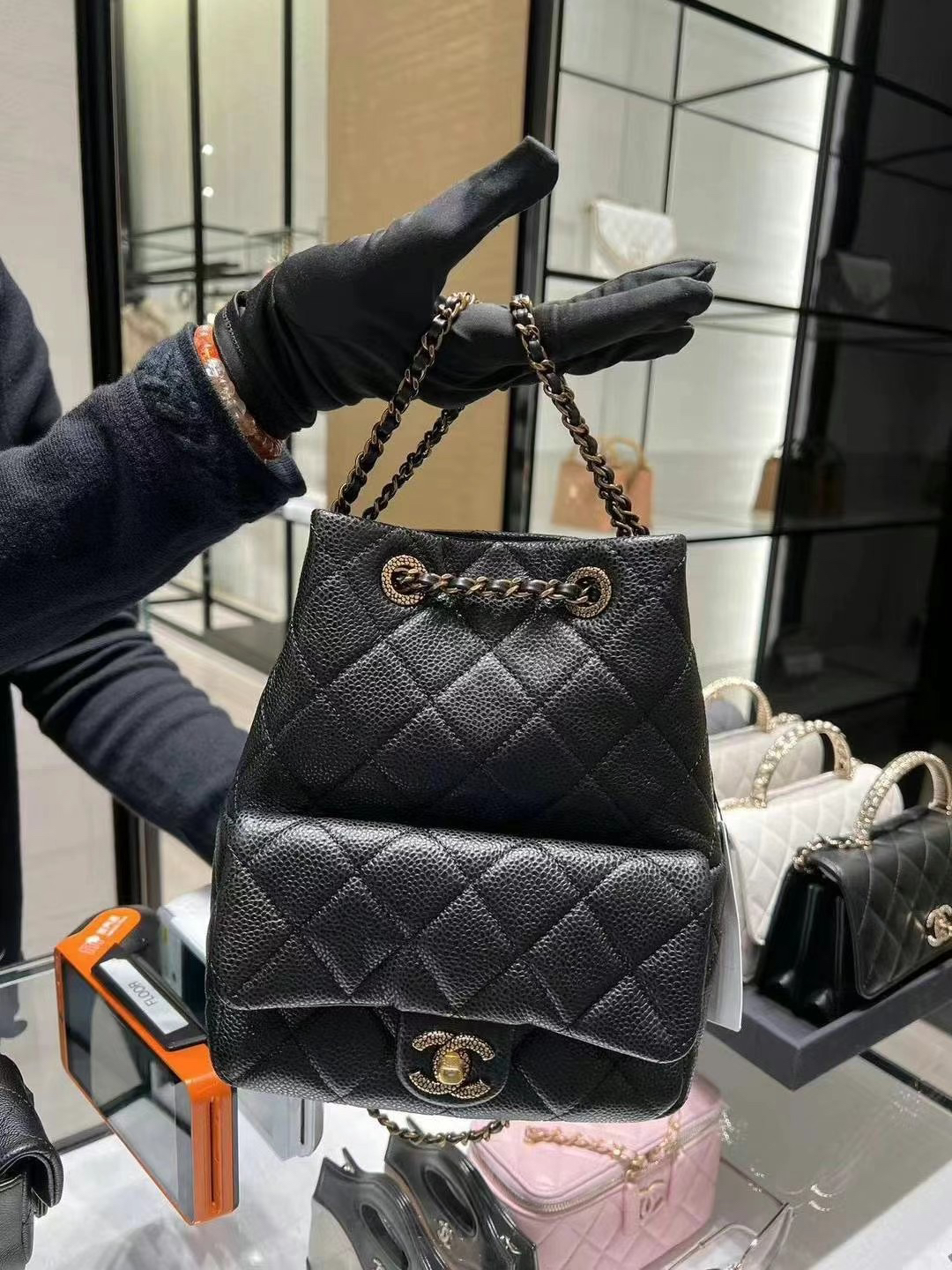 全新未使用 Chanel/香奈儿 澳海贝 25c 鱼子酱双肩包 小书包背包