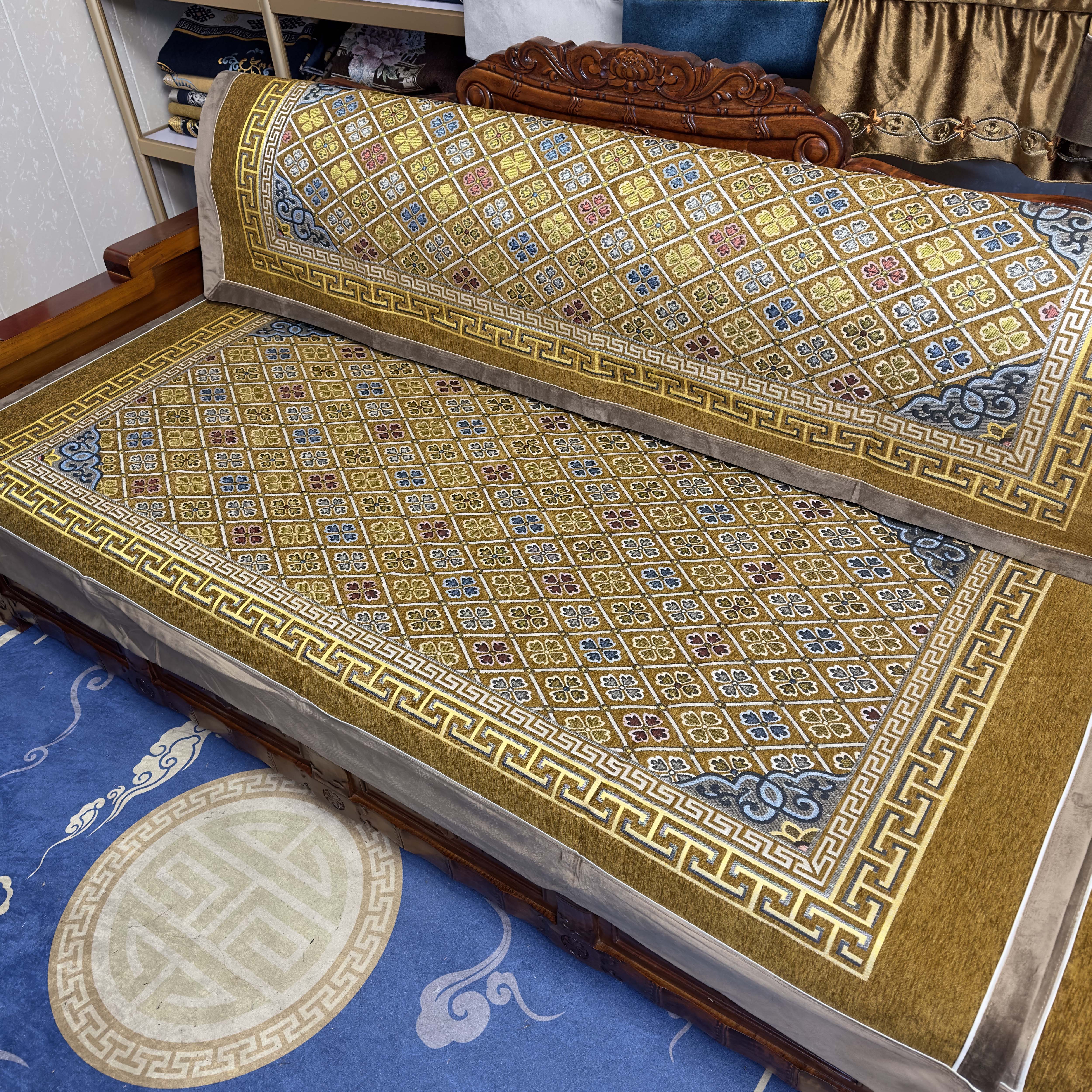 高级感藏式沙发床垫民族风轻奢靠背巾加厚防滑底雪尼尔可机洗家用