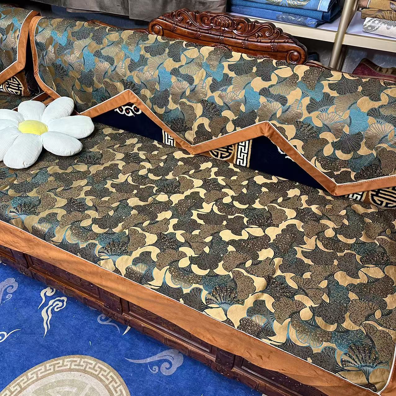 藏式沙发床垫高精密提花防滑复古坐垫家用美式民族风高级感可机洗