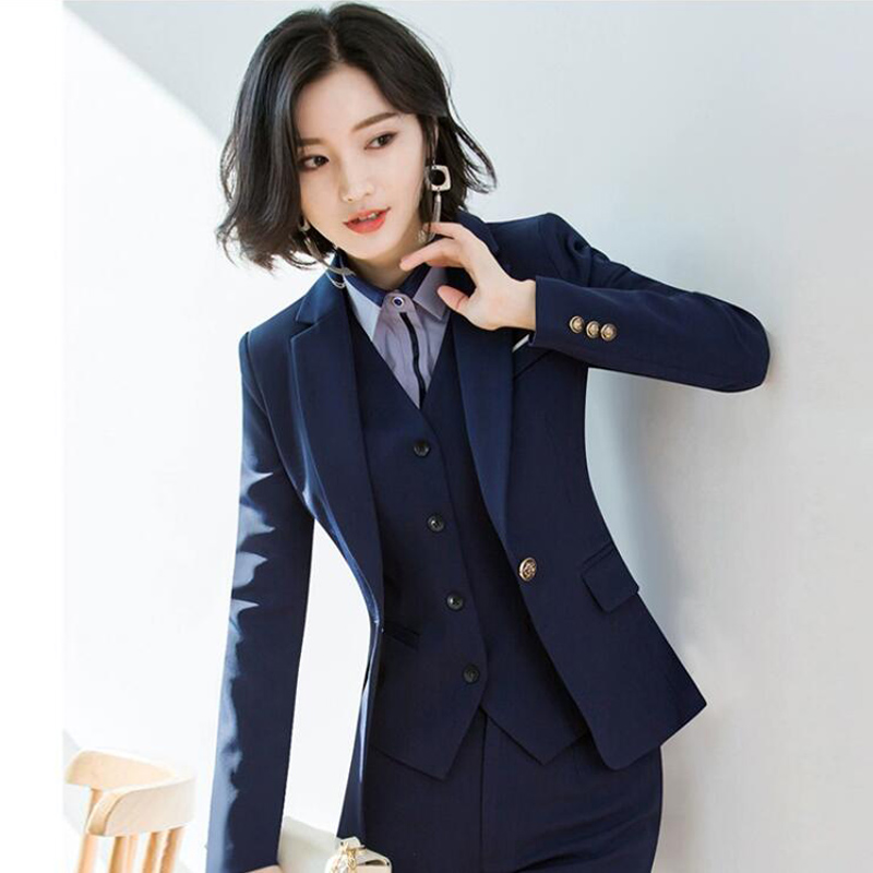 韩范小西装套装女气质修身职业装女正装三件套新款面试工作服秋冬