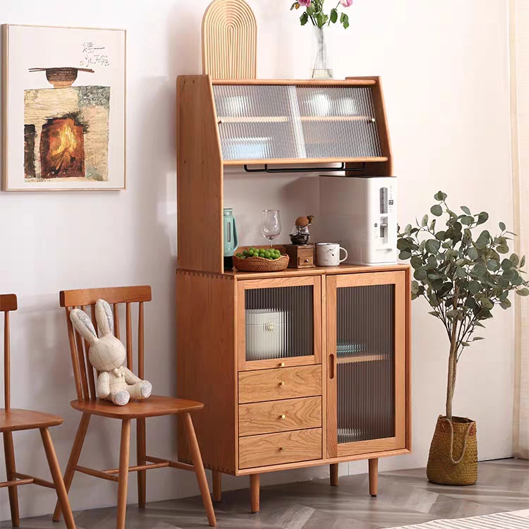 85cm樱桃木1.3m餐边柜实木厨房边柜储物柜小户型靠墙日式酒水柜