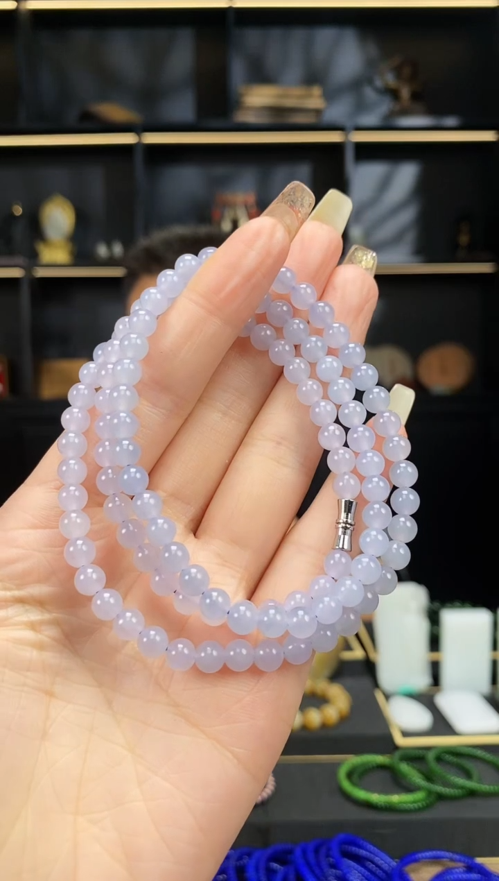 【闪购商品】翡翠手串未镶嵌6mm紫罗兰项链