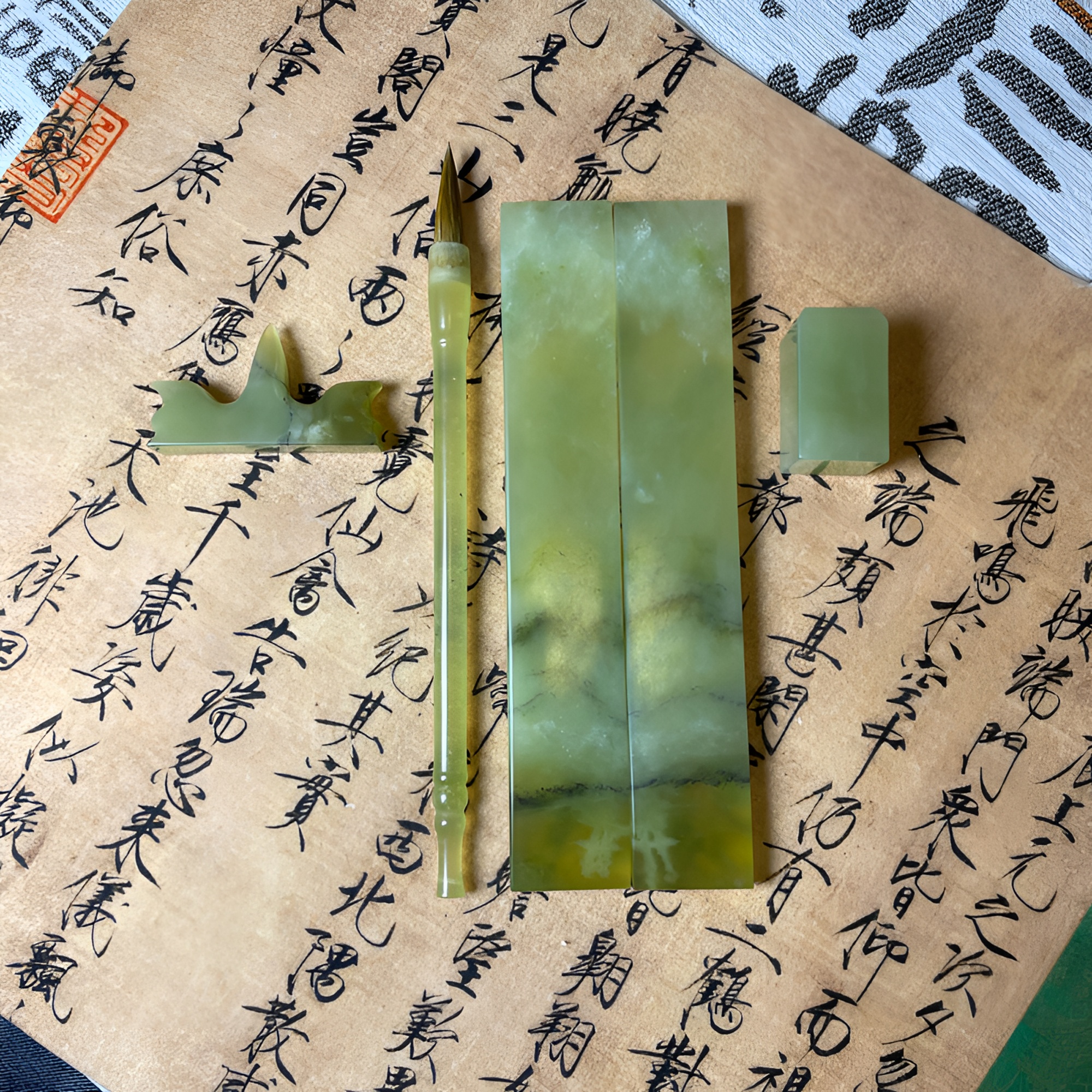 钰澜斋 文房四宝礼盒 高端礼品套盒 中秋佳节礼盒 岫玉镇尺毛笔