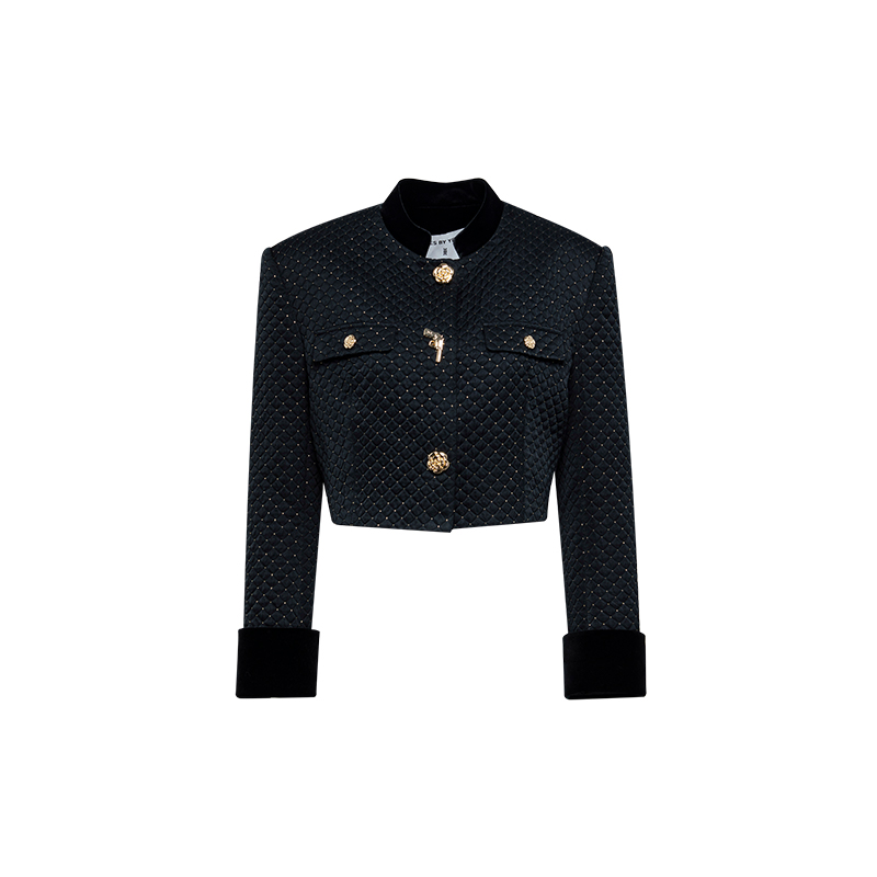 YESBYYESIR叶谦设计师品牌黑金宫廷外套轻奢秋冬小香风短款秋季