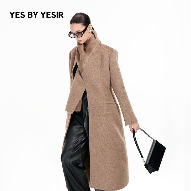 叶谦原创设计秋冬双面苏丽羊驼毛披肩长大衣暖冬新搭配YDFLC18112