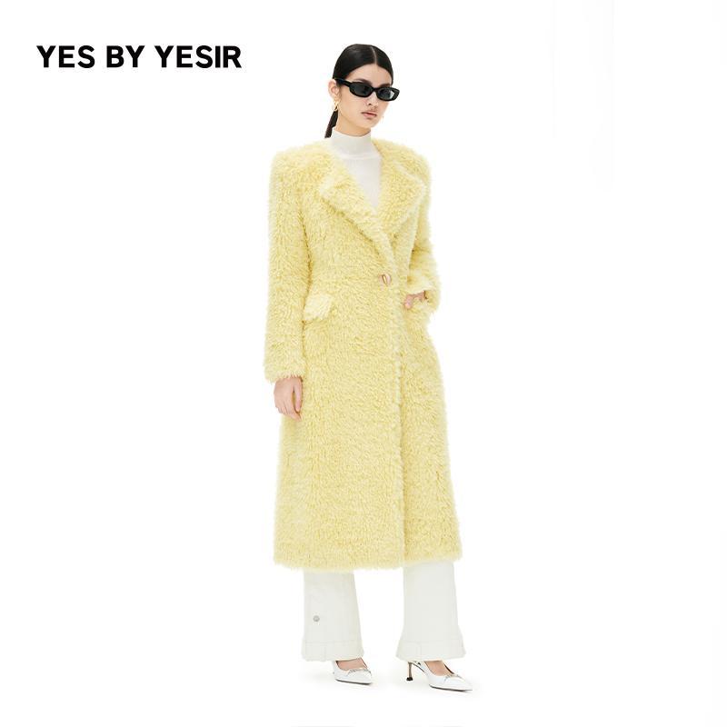 叶谦原创设计师2023秋冬毛毛外套暖羊羊大衣23FLC18301